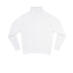 Cable Knit, Roll Neck Jumper - Marl Cream