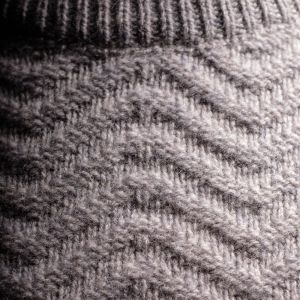 Lambswool Herringbone Crew Neck Jumper - Marl Grey