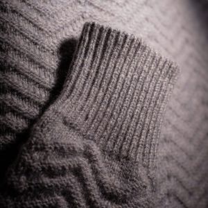 Lambswool Herringbone Crew Neck Jumper - Marl Grey