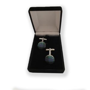 Scottish Rugby Tartan and Sterling silver plated cufflinks