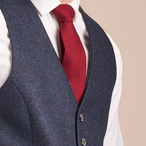The Kinloch Tweed Waistcoat in Midnight Ocean