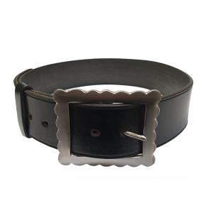 Day Belt in Bridle Leather with Solid Brass Nickel Plated Buckle in Black