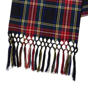 3 Knot Wool Sash in Black Stewart Tartan