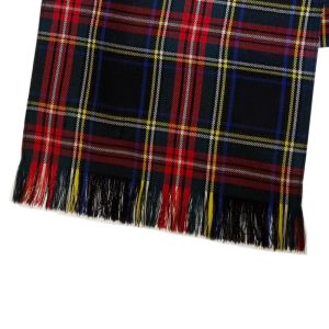 Scottish Fringed Sash in Black Stewart Tartan