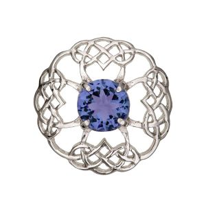 Pewter Celtic Brooch with Amethyst Coloured Stone