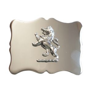 Lion Rampant Design Buckle in Chrome Finish