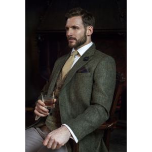 The Kinloch Tweed Waistcoat in Green Check