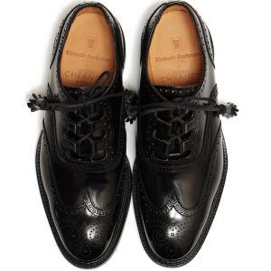 Joseph Cheaney X Kinloch Anderson Heritage Ghillie Day Brogues in Bookbinder Black Leather