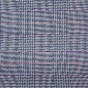 LIGHTWEIGHT BLUE PURPLE AND PINK CHECK 100% WOOL CLOTH