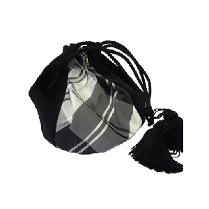 Silk and Velvet Evening Bag in Black and White Erskine Tartan Silk
