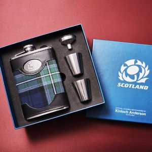 Hip Flask in Scottish Rugby Tartan - 8oz