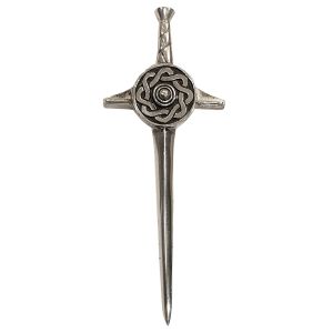 Targe Sword Kilt Pin in Pewter Finish