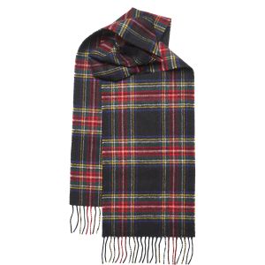 Stewart Black Lambswool Tartan Scarf