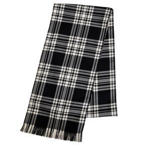 Evening Sash in Menzies Black and White Tartan in Fine Wool