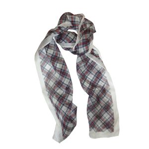 Silk Voile Scarf in Panda Tartan