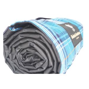 The Kinloch Anderson Picnic Rug in Kinloch Anderson Blue Loch Tartan with wax waterproof backing