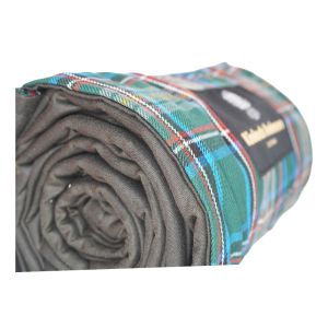 The Kinloch Anderson Picnic Rug in the Queen Elizabeth II Platinum Jubilee Tartan with wax waterproof backing
