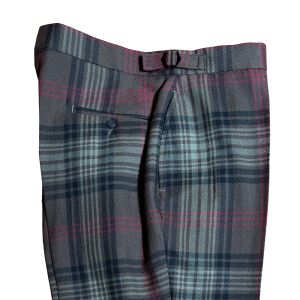 Straight Waistband Trousers in Ross Hunting Weathered Tartan