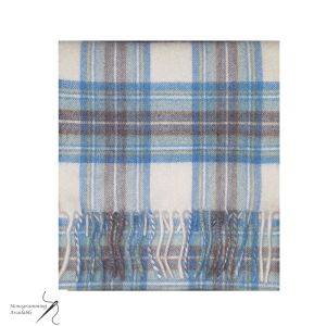 Cashmere Scarf in Stewart Muted Blue Dress Tartan
