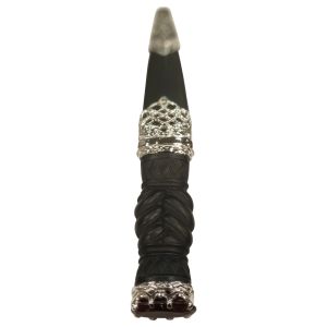 Plaited Effect Handle with Polished Pewter Lattice Design and Smoky Quartz Stone