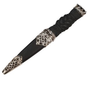 Plaited Effect Handle with Polished Pewter Lattice Design and Smoky Quartz Stone