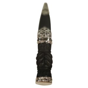 Plaited Effect Handle with Polished Pewter Lattice Design and Plain Top