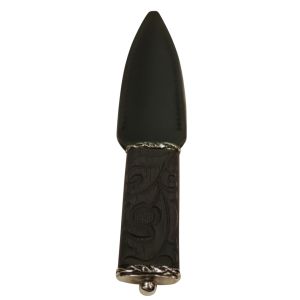 Thistle Carved Handle Sgian Dubh with Leather Scabbard
