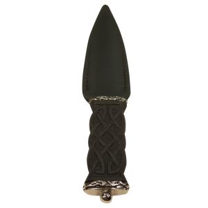 Celtic Carved design handle Sgian Dubh with Leather Scabbard