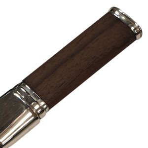  Brown Rosewood Handle and Leather Bound Sgian Dubh with Sterling Silver Mounts and Plain Top