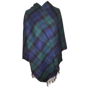 Lambswool Serape in Black Watch Tartan