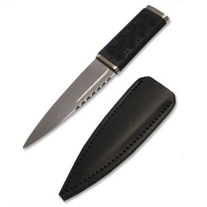 Black Celtic Circle Sgian Dubh with black leather sheath