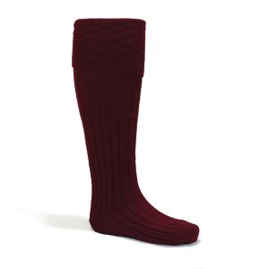 Burgundy Kilt Hose with Basket Weave Top