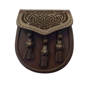 Boys Laser Etched Soft Brown Leather Day Sporran