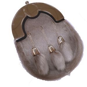 Sterling Silver Mounted and Cast Grey Seal Sporran with three cone tassels Hamilton and Inches