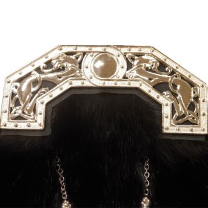 Sterling Silver Mounted, Cast and Pierced Zoomorphic Black Rabbit Sporran with two tassels by Hamilton and Inches