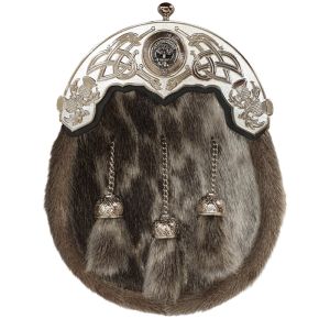 Seal Skin Clan Crest Dress Sporran with Antique Finish Cantle