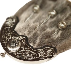 Seal Skin Clan Crest Dress Sporran with Antique Finish Cantle