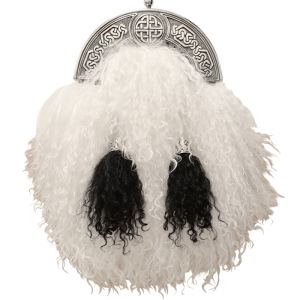 Persian Lamb Dress Sporran with Chrome Cantle and 2 Tassels