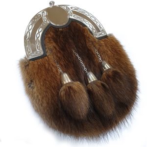 Sterling Silver Mounted and Cast Grey Seal Sporran with three cone tassels Hamilton and Inches