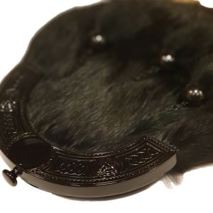 Black Rabbit Fur Dress Sporran with Dark Smoky Finish Cantle 