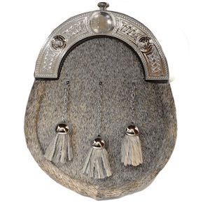 Pony Skin Dress Sporran - Celtic Knot Cantle Chrome Finish