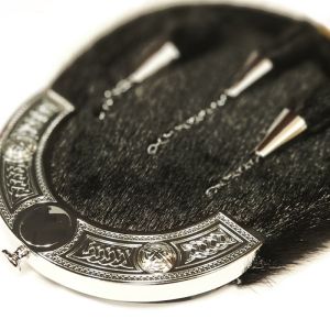 Sealskin Dress Sporran in Black with Celtic Dress Cantle in Chrome