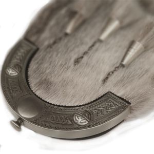 Sealskin Dress Sporran with 3 Cone Capped Tassels in Antique Finish