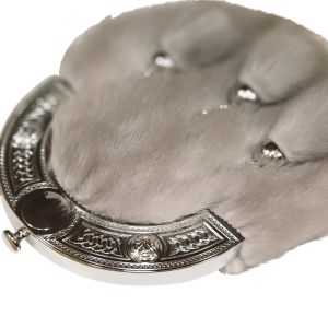 Sapphire Mink Dress Sporran with Celtic Cantle and 3 tassels in Chrome Finish