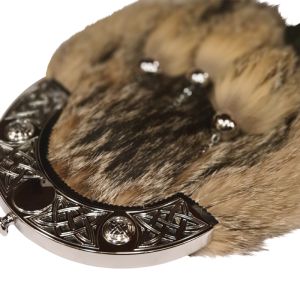 Grey Fox Dress Sporran with Celtic Cantle and 3 tassels in Chrome Finish