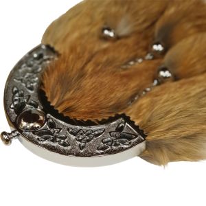 Red Fox Dress Sporran with Celtic cantle and 3 matching tassels in Chrome Finish
