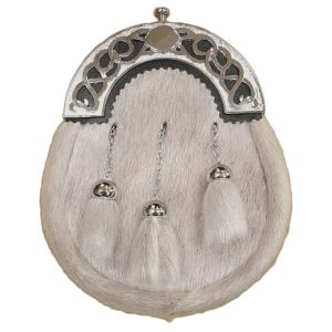 Sealskin Dress Sporran with Open Work Cantle in Chrome Finish