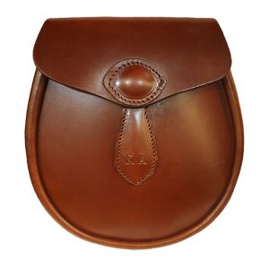 Bridle Leather Day Sporran - No Tassels in Conker - Personalised