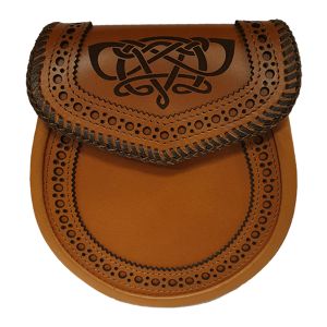 Brogued Leather Day Sporran in Tan