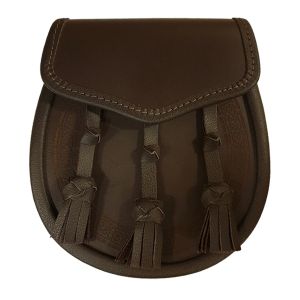 Leather Day Sporran, with Laser Etched Celtic Design on Pouch in Brown